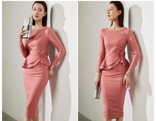 J20384609A  装新款通勤修身女士气质时尚名媛长袖职场包臀连衣裙 J20384609A颈袖添香 商品图2