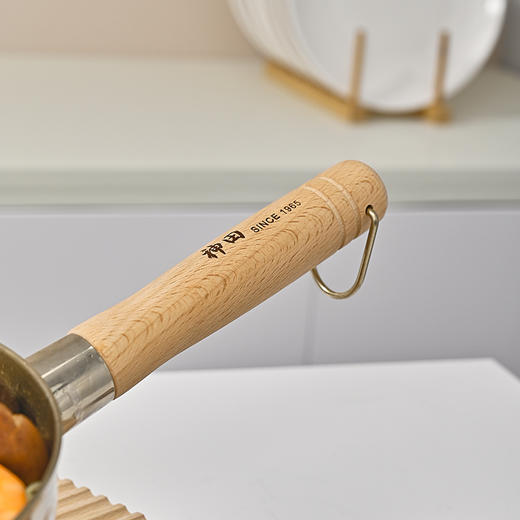 神田钛金双耳雪平锅奶锅辅食锅18cm/20cm 玻璃盖木盖随机发 商品图5