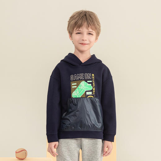 mettekids男童连帽卫衣2023秋季新款童装儿童休闲帅气长袖上衣 商品图2
