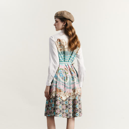 谜底衬衫式连衣裙长袖2023秋季新款复古主题印花中长裙233ML1141 商品图2