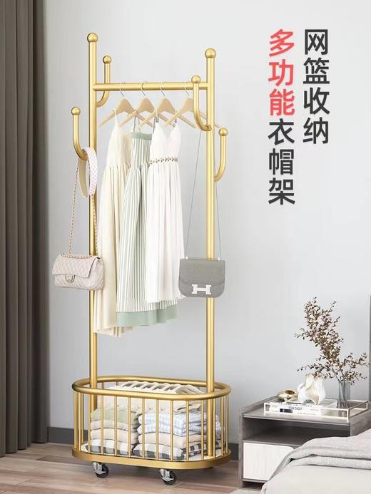带轮可移动衣帽架卧室落地挂衣架加粗北欧轻奢家用衣服收纳架子 商品图2