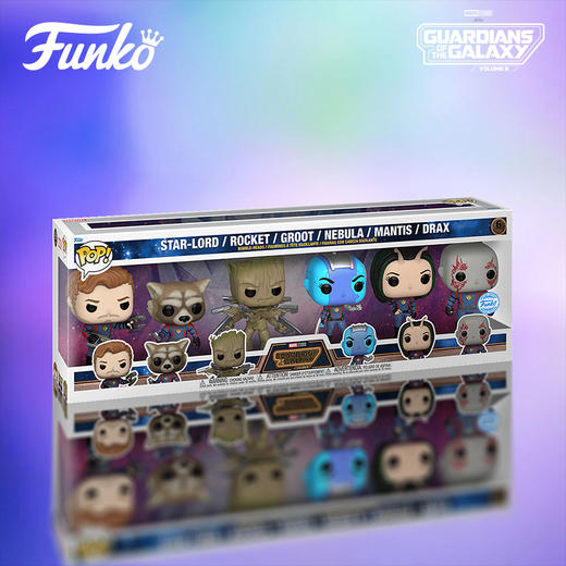 Funko POP! 美漫 银河护卫队3星爵螳螂女星云格鲁特火箭公仔手办摆件6个装套盒 69375 商品图1
