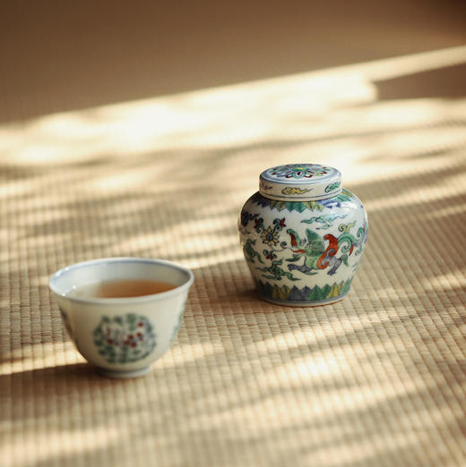 景德镇云木在 拟成化斗彩夔龙小茶仓 手绘陶瓷茶叶罐小储存罐 商品图10