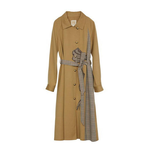 谜底时尚长款风衣女2023秋款通勤风翻领贴布绣外套长袖233ME1111 商品图4