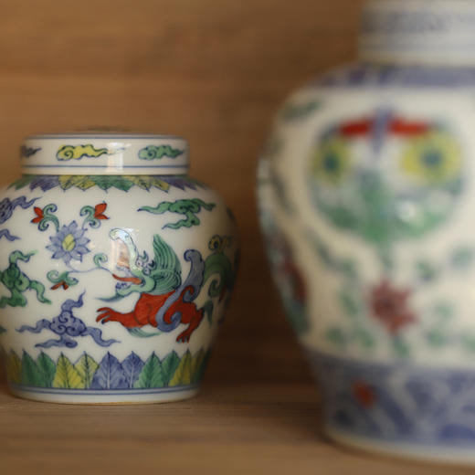 景德镇云木在 拟成化斗彩夔龙小茶仓 手绘陶瓷茶叶罐小储存罐 商品图6