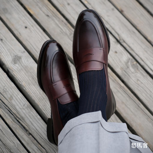 PICCADILLY 手工固特异意大利Bonaudo小牛皮酒红渐变色便士乐福鞋 商品图7