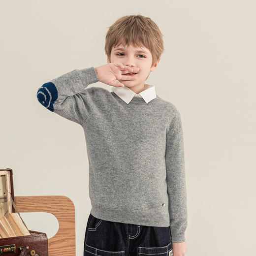 mettekids儿童羊绒衫2023秋季新款女童针织打底衫男童休闲毛衣 商品图2
