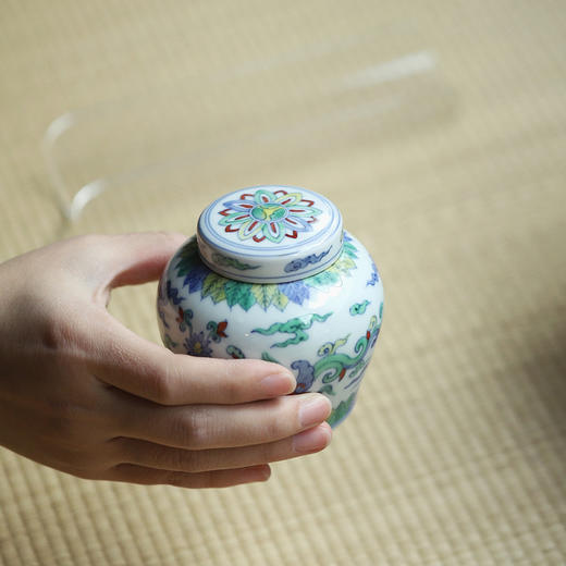 景德镇云木在 拟成化斗彩夔龙小茶仓 手绘陶瓷茶叶罐小储存罐 商品图9