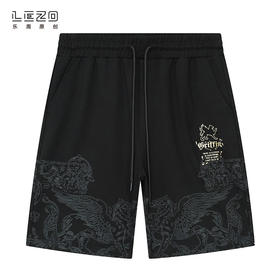 LEZO乐周原创2023夏季 针织五分裤潮流男士休闲 923217155 黑色