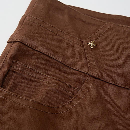 谜底百搭直筒裤女2023秋新款复古修身高腰休闲裤九分裤233MK1036 商品图3