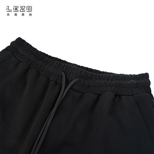 LEZO乐周原创2023夏季 针织五分裤潮流男士休闲 923217155 黑色 商品图2