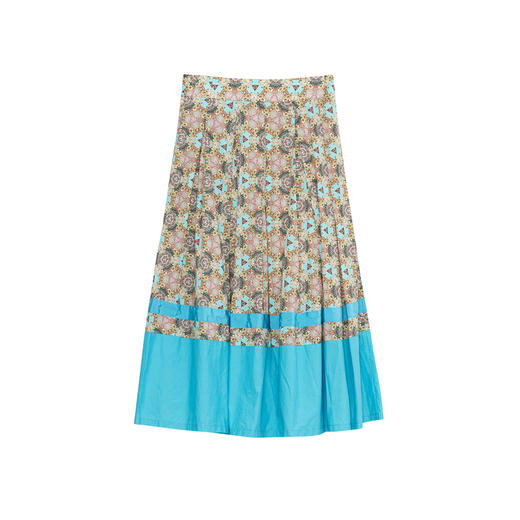 谜底文艺花色半裙2023秋新款复古浪漫棉质百褶A型半身裙233MB1043 商品图4