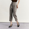 谜底格纹休闲裤女2023秋新款复古高腰宽松九分裤配腰带233MK0993 商品缩略图1