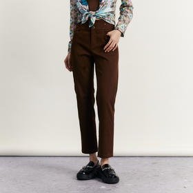 谜底百搭直筒裤女2023秋新款复古修身高腰休闲裤九分裤233MK1036