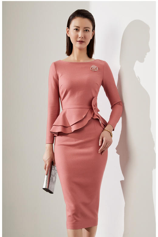 J20384609A  装新款通勤修身女士气质时尚名媛长袖职场包臀连衣裙 J20384609A颈袖添香 商品图1