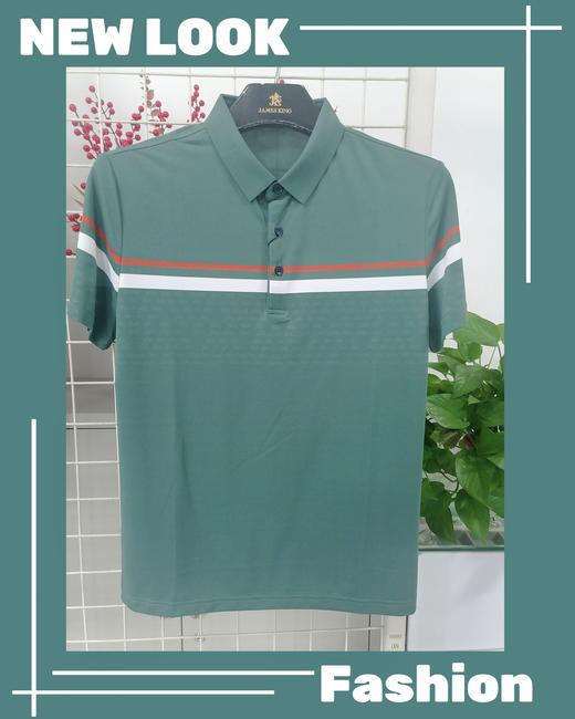 占姆士夏季新男士短袖T恤翻领POLO衫时尚休闲条纹上衣 商品图3