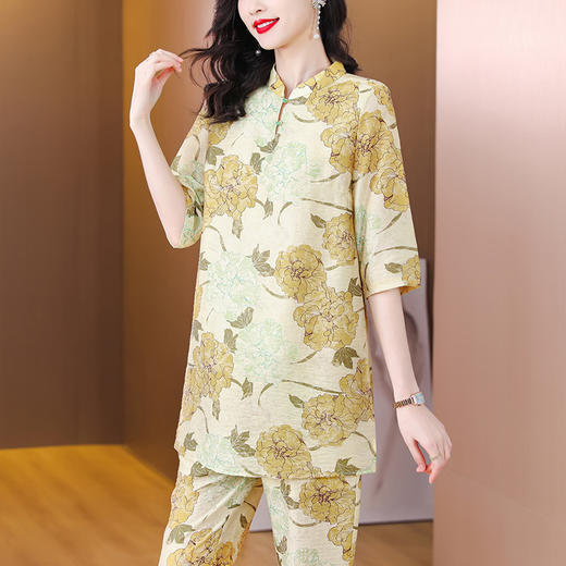 复古气质，大码妈妈装中国风慵懒感上衣裤子两件套AHM-ssys8518 商品图1
