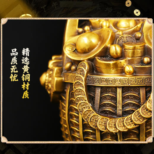 灵机吉品 黄铜一桶金摆件聚宝桶 存钱罐元宝装饰 摆设公司店铺 商品图3