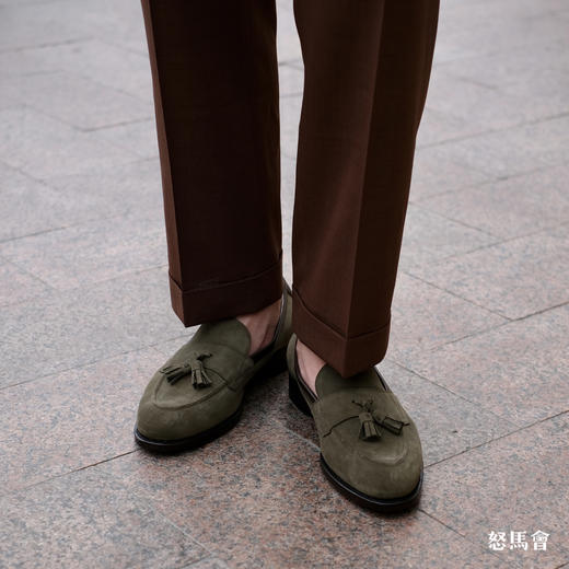 PORTLAND 手工固特异英国小牛绒绿色流苏乐福鞋 商品图8