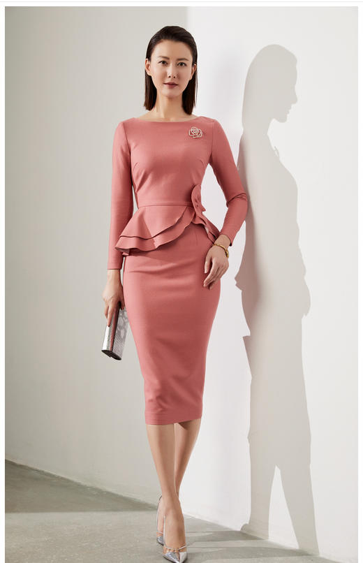 J20384609A  装新款通勤修身女士气质时尚名媛长袖职场包臀连衣裙 J20384609A颈袖添香 商品图0