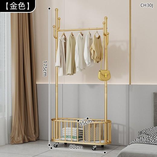 带轮可移动衣帽架卧室落地挂衣架加粗北欧轻奢家用衣服收纳架子 商品图7