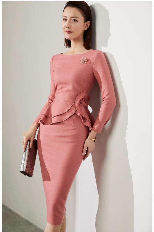 J20384609A  装新款通勤修身女士气质时尚名媛长袖职场包臀连衣裙 J20384609A颈袖添香 商品图4