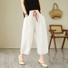 GYH 6096复古纯色大码阔腿裤休闲灯笼裤宽松棉麻哈伦裤 商品缩略图3