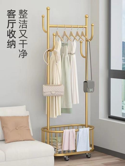 带轮可移动衣帽架卧室落地挂衣架加粗北欧轻奢家用衣服收纳架子 商品图0