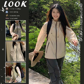 【户外冲锋防晒皮肤衣】夏季必备，柔软轻盈的防晒衣，让女性在户外休闲运动时倍感舒适。绚烂的色彩搭配，尽显女人妩媚娇艳。一件好看的防晒衣是女孩子们需要的，何况还能抵御紫外线对皮肤的伤害。