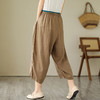GYH 6096复古纯色大码阔腿裤休闲灯笼裤宽松棉麻哈伦裤 商品缩略图4