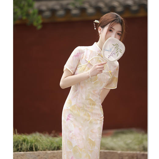 GX老上海复古国风改良新中式圆襟旗袍2023夏季新款时尚少女日常旗袍 商品图3