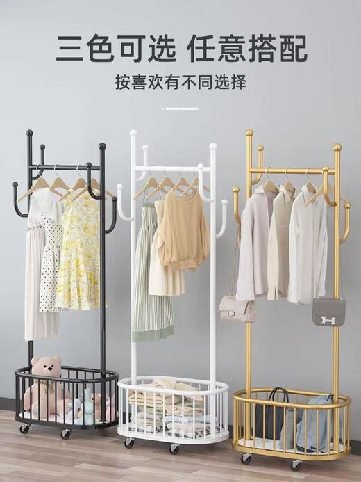 带轮可移动衣帽架卧室落地挂衣架加粗北欧轻奢家用衣服收纳架子 商品图3