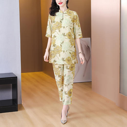 复古气质，大码妈妈装中国风慵懒感上衣裤子两件套AHM-ssys8518 商品图3