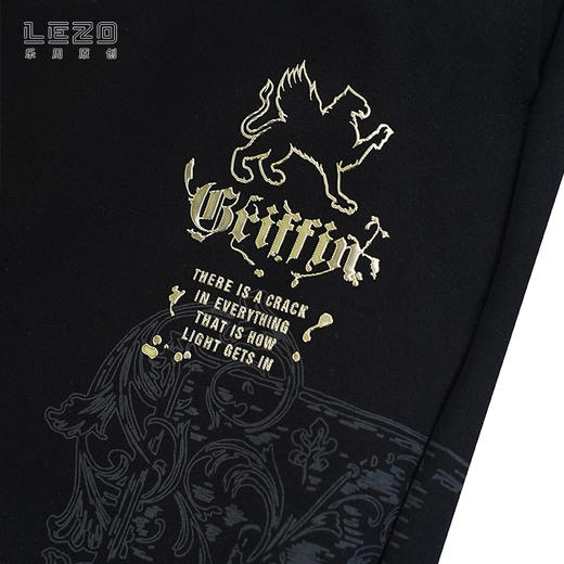 LEZO乐周原创2023夏季 针织五分裤潮流男士休闲 923217155 黑色 商品图4