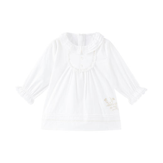 【商场同款】英氏女童连衣裙春秋夏季宝宝荷叶边领长袖裙子 商品图4