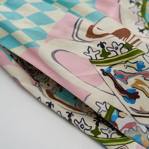 谜底衬衫式连衣裙长袖2023秋季新款复古主题印花中长裙233ML1141 商品图3