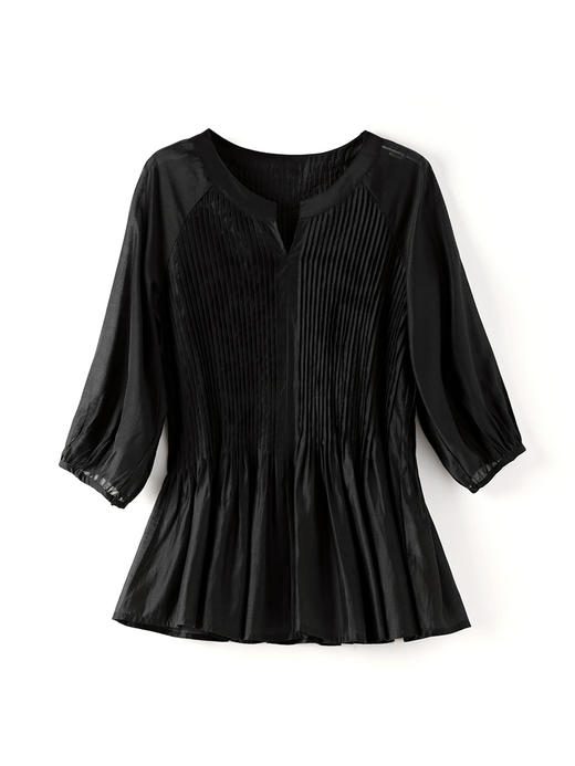 宽松通勤，法式压褶V领优雅遮肉显瘦气质女装上衣WLZD-2314410 商品图4