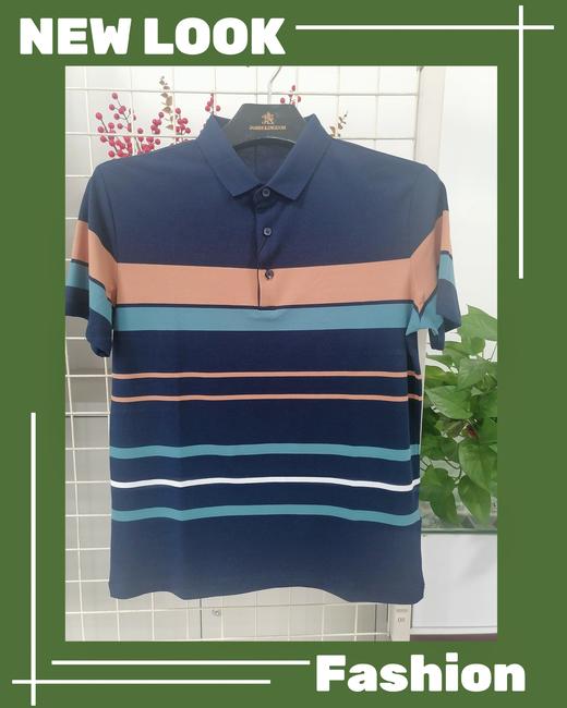 占姆士夏季新男士短袖T恤翻领POLO衫时尚休闲条纹上衣 商品图5