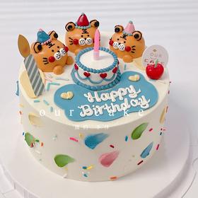 3只小老虎立体小动物蛋糕—低糖处理无添加