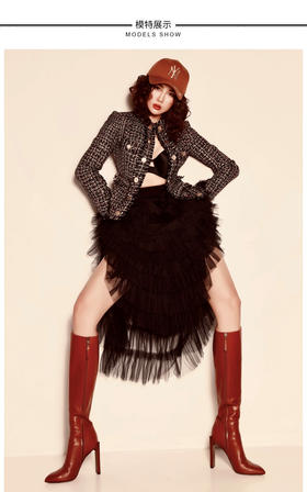 孤品“赛琳女孩” 蛋糕裙 叛逆俏皮 酷飒减龄 叛逆又华丽的即视感颈袖添香J22355321不退可换