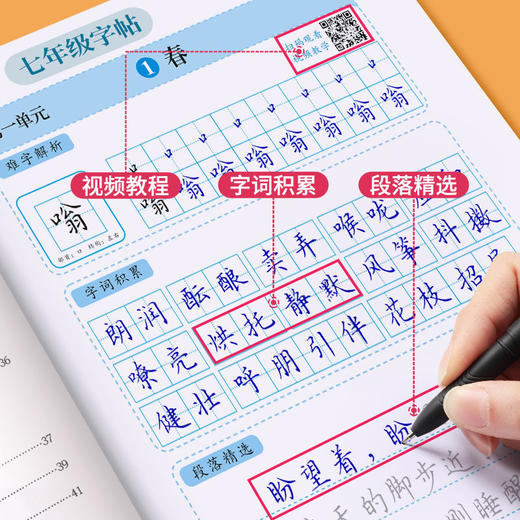 七八九年级语文同步字帖部编版人教课本同步练字帖中学生初中生789年级含视频 商品图1