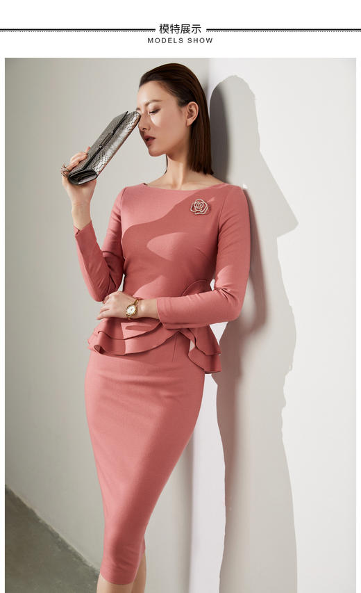 J20384609A  装新款通勤修身女士气质时尚名媛长袖职场包臀连衣裙 J20384609A颈袖添香 商品图3