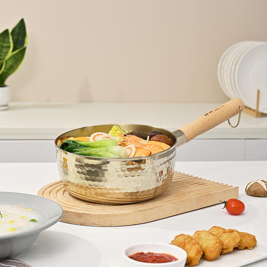 神田钛金双耳雪平锅奶锅辅食锅18cm/20cm 玻璃盖木盖随机发 商品图4