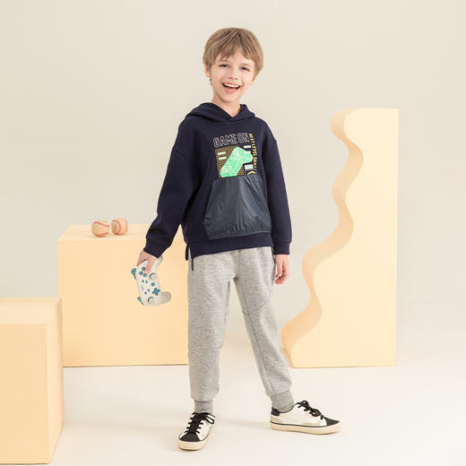 mettekids男童连帽卫衣2023秋季新款童装儿童休闲帅气长袖上衣 商品图1