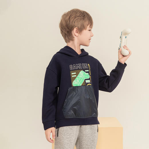 mettekids男童连帽卫衣2023秋季新款童装儿童休闲帅气长袖上衣 商品图0