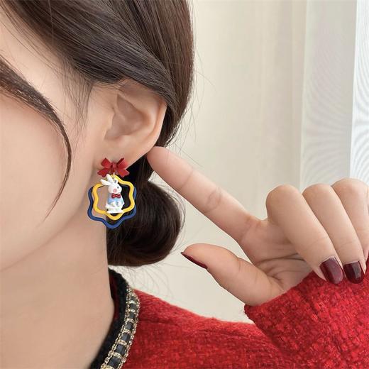 S925银针可爱蝴蝶结兔子耳钉甜美软萌耳饰抖音爆款耳环女潮流学生 商品图2