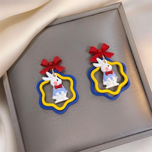 S925银针可爱蝴蝶结兔子耳钉甜美软萌耳饰抖音爆款耳环女潮流学生 商品图4