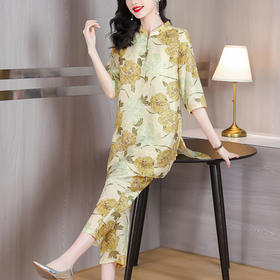 复古气质，大码妈妈装中国风慵懒感上衣裤子两件套AHM-ssys8518
