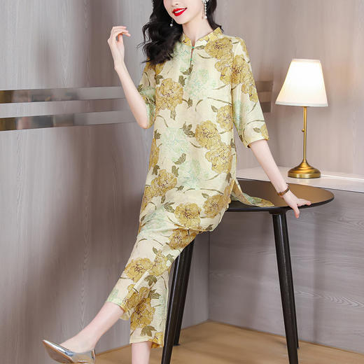 复古气质，大码妈妈装中国风慵懒感上衣裤子两件套AHM-ssys8518 商品图0