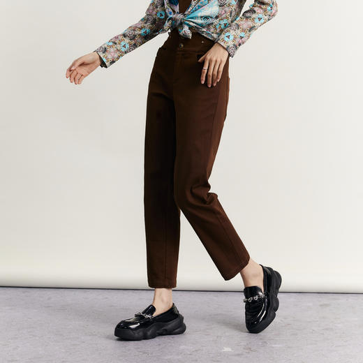 谜底百搭直筒裤女2023秋新款复古修身高腰休闲裤九分裤233MK1036 商品图1